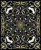 Bold Black Yellow Solar Mandala Rug