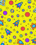 Cosmic Colorful Rockets Circles Stars Rug
