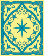 Teal Starburst Medallion Yellow Rug