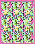 Grassy Pink Yellow Abstract Figures Rug