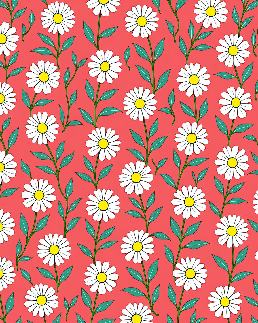 Coral Daisy Garden Vine Rug