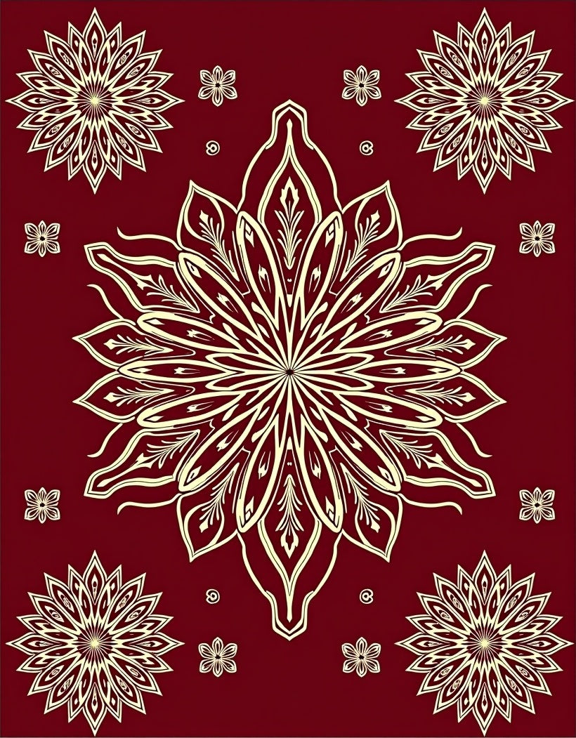 Crimson Cream Mandala Floral Radiance Rug