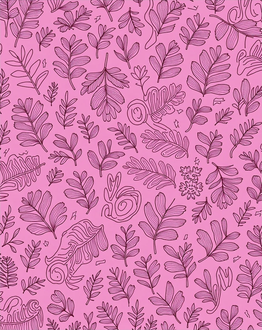 Pink Botanical Line Art Rug