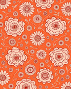 Coral Red Floral Medallion Garden Rug