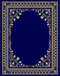 Regal Gold Bordered Navy Floral Frame Rug