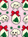 Whimsical Christmas Puppy Snowflakes Pink Rug