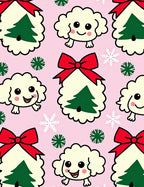 Whimsical Christmas Puppy Snowflakes Pink Rug