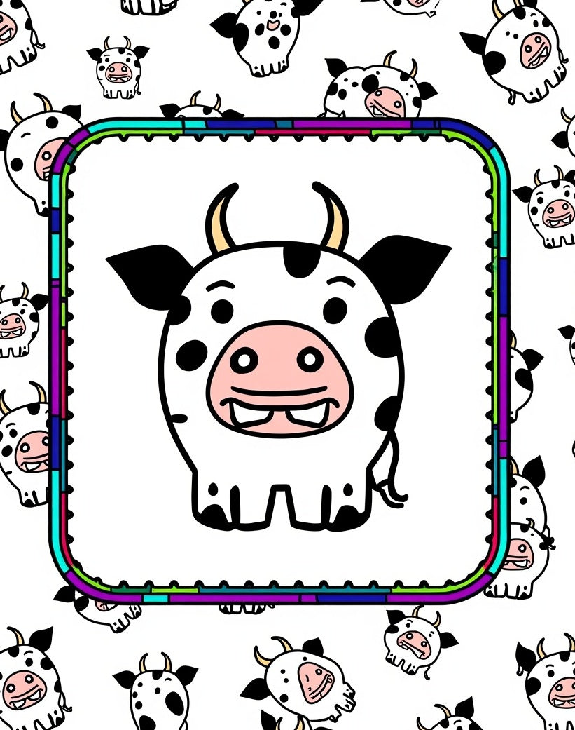 Whimsical Dairy Cow Cartoon Collection Rug