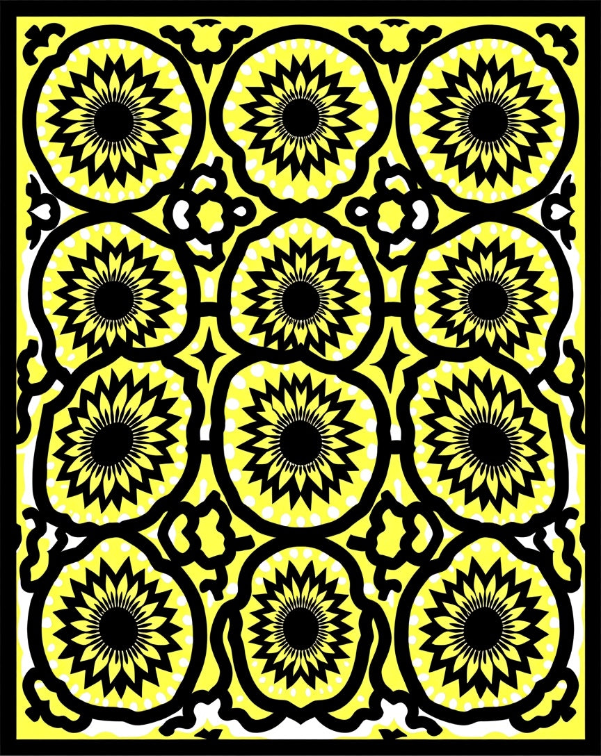 Bold Yellow Sunburst Mandala Rug