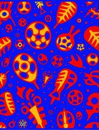 Bold Blue Abstract Red Yellow Forms Rug