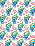 Abstract Blue Pink Leafy Arrangement Rug