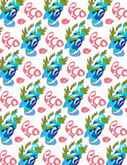 Abstract Blue Pink Leafy Arrangement Rug
