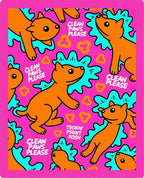 Pink Orange Whimsical Dog Splash Rug