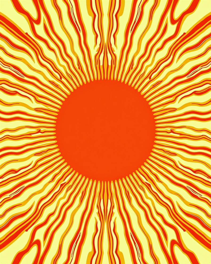 Radiant Sunny Orange Yellow Rays Rug
