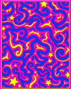 Vibrant Blue Yellow Starry Swirl Rug