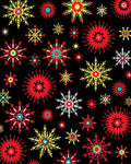 Vibrant Red Yellow Snowflake Scatter Rug