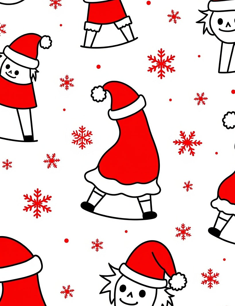 Christmas Red Santa Snowflakes Repeat Rug
