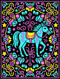 Vibrant Turquoise Horse With Neon Accents Rug