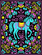 Vibrant Turquoise Horse With Neon Accents Rug