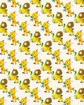 Yellow Cartoon Animals Repeating Pattern Rug