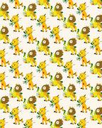 Yellow Cartoon Animals Repeating Pattern Rug