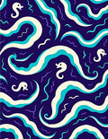 Whimsical Seahorse Swirls Blue Rug