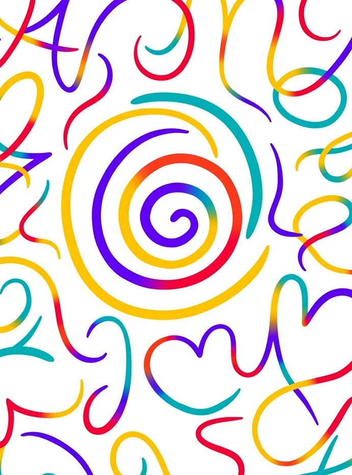 Abstract Rainbow Swirl Garland Rug