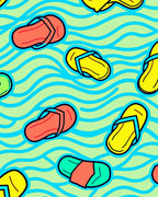 Coral Yellow Teal Flip Flop Waves Rug