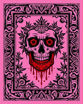 Pink Skull With Red Dripping Blood Border Rug