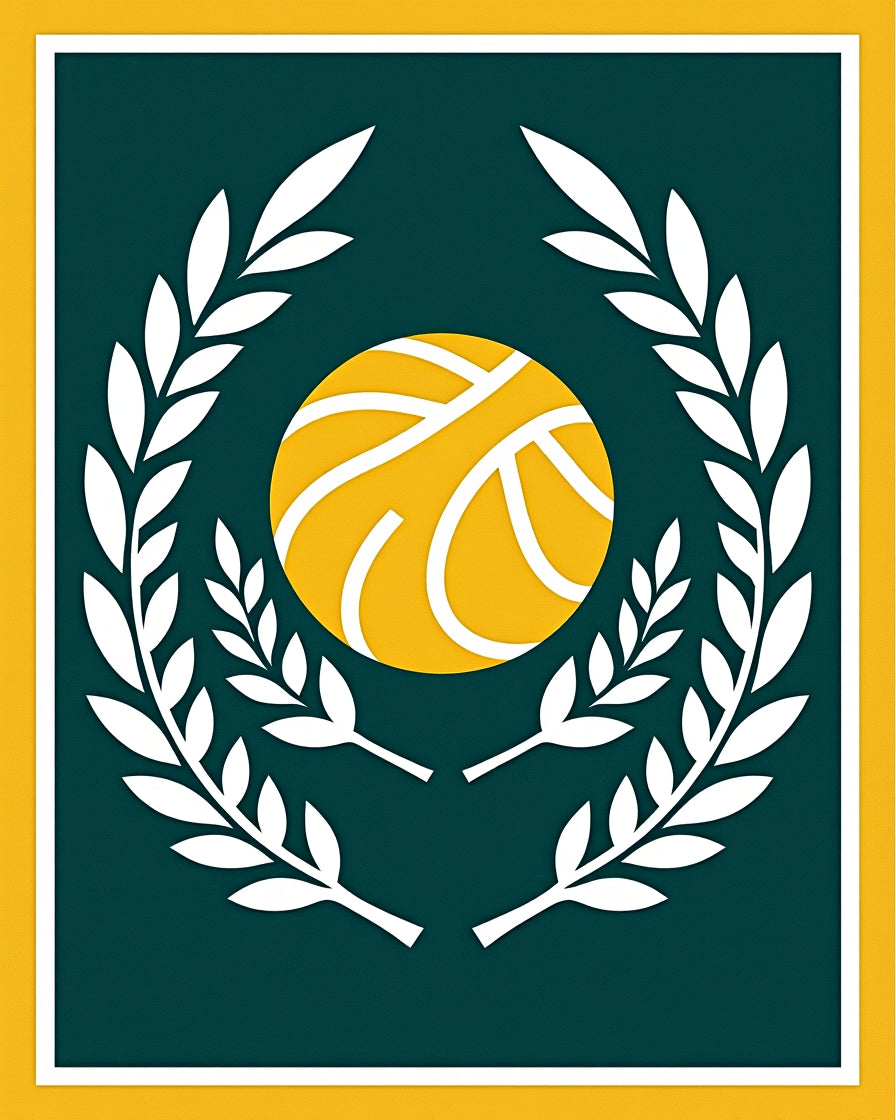 Emerald Laurel Basketball Emblem Rug