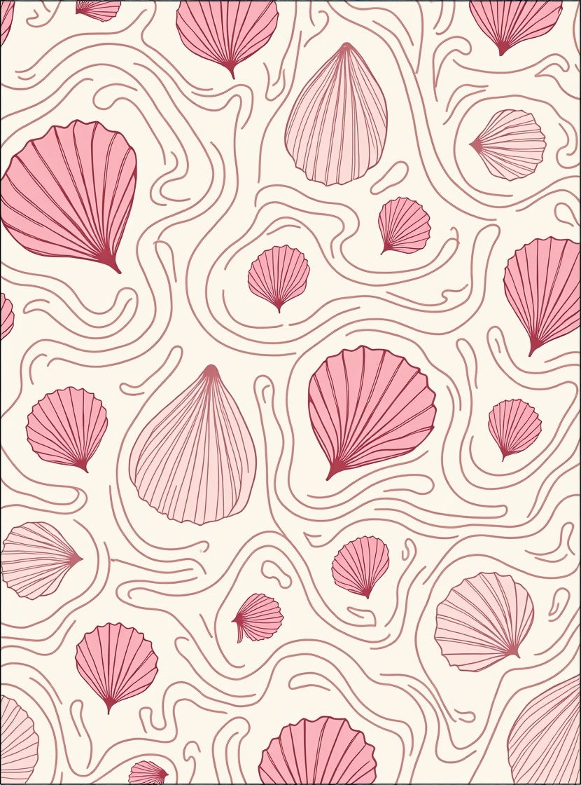 Pink Seaside Scallop Swirls Rug