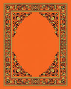 Orange and Gold Floral Border Rug