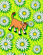 Cartoon Cow Daisy Field Rug
