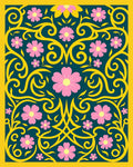 Golden Floral Scroll Work Rug