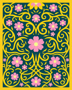 Golden Floral Scroll Work Rug