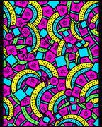 Vibrant Geometric Pink Yellow Blue Explosion Rug