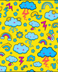 Bright Yellow Sky Cloud Rainbow Lightning Rug