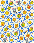 Whimsical Mice Alphabet Blocks Rug