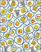 Whimsical Mice Alphabet Blocks Rug