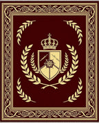 Regal Maroon Crest Laurel Wreath Rug
