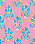 Vivid Blue Floral on Pink Background Rug