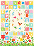 Whimsical Garden Butterflies Alphabet Blocks Rug