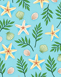 Coastal Starfish Seashell Leaf Toss Rug
