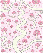 Whimsical Pink Tree Flowers River Rug
