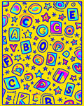 Funky Alphabet Star Yellow Collage Rug