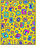 Funky Alphabet Star Yellow Collage Rug