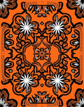 Orange Black White Floral Medallion Rug
