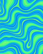 Bright Blue Green Swirling Waves Rug