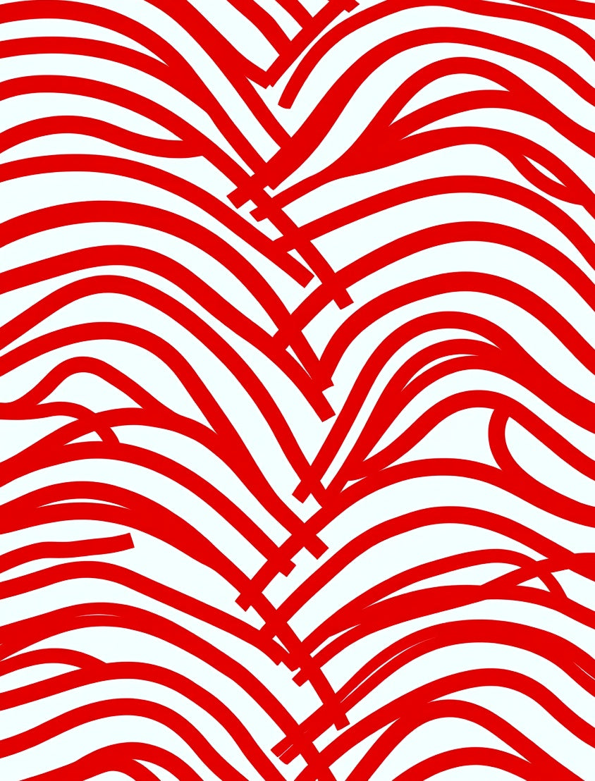 Bold Red Woven Curving Lines Rug