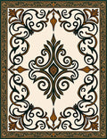 Rich Teal Brown Scrollwork Area Rug